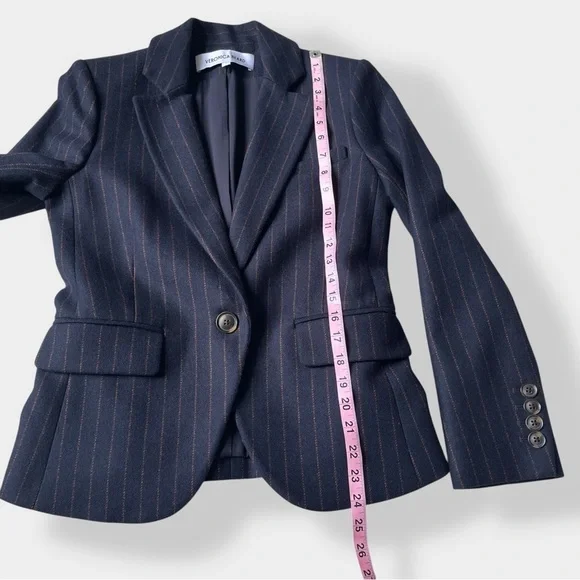 Veronica Beard Tyra Dickey Navy Pinstripe Blazer Jacket Preppy Academia Size 2 - Picture 13 of 15